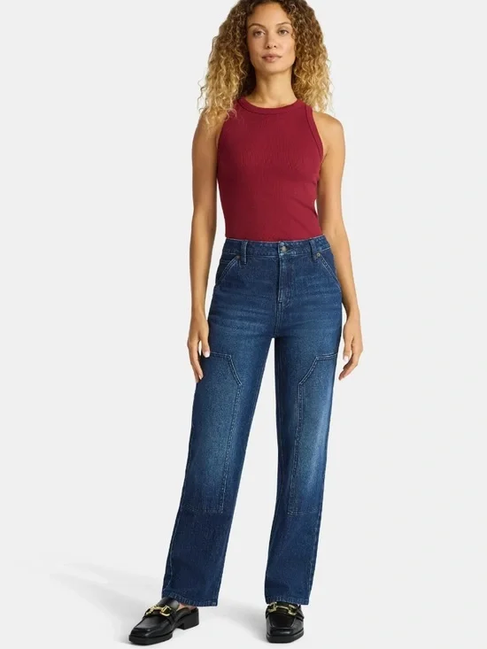 NWT Time and Tru High-Rise Straight Jeans with Carpenter Details Size 10 - Picture 2 of 8